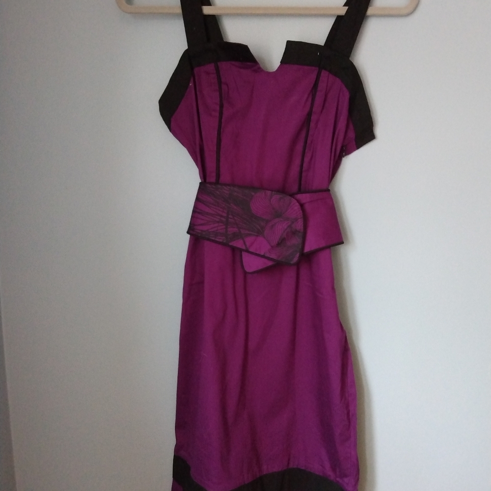 Purple and Black Dress Sleeveless Wide Straps with Removable Belt